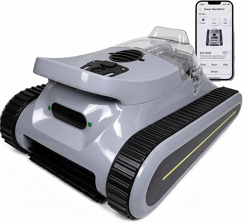 (2026 New) Gnyery Cordless Robotic Pool Cleaner, Smart Navigation, App Control,Self-Parking, Cleans Floor, Wall & Waterline, for Inground & Above-Ground Pools up to 2,150 Sq. Ft. Gray