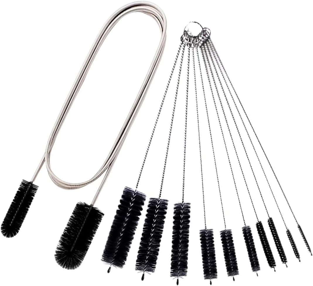 Flexible Drain Brush Straw Cleaner Set, Nylon Cleaner Double Ended Elastic Hose 65 inch and 10 PCS Extra Long Pipe Cleaner 10 inch