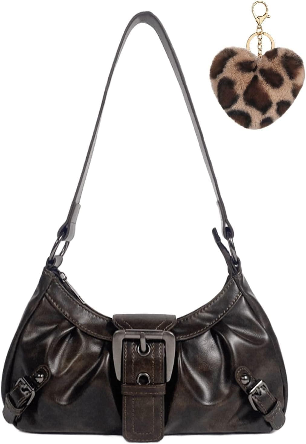 Dark Brown Purse For Women Chocolate Brown Shoulder Bag Handbag Espresso Vintage Small Leather Purse Y2K Hobo Bags