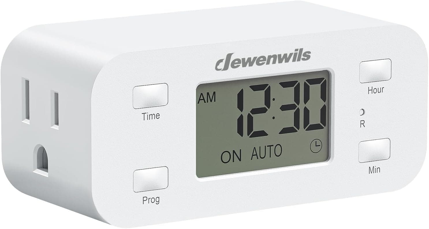DEWENWILS Indoor 24 Hour Programmable Digital Timer Outlet, 1 Outlet, 1 Pack