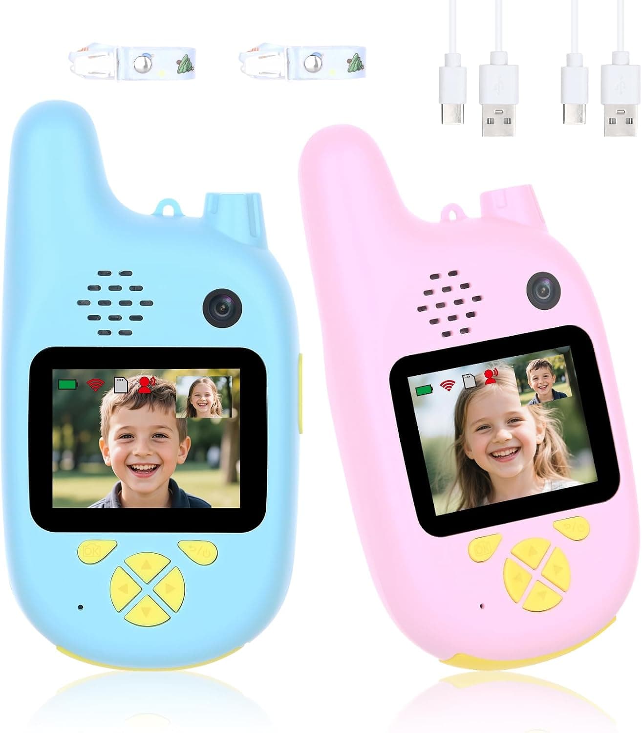 Video Walkie Talkies for Kids with Dual Cameras,2 Pack Rechargeable Kids Walkie Talkies Toys for Ages 3-9 Year Old Boy Girl, Birthday for 3 4 5 6 7 8 Year Old Boys Girls,Indoor&Outdoor