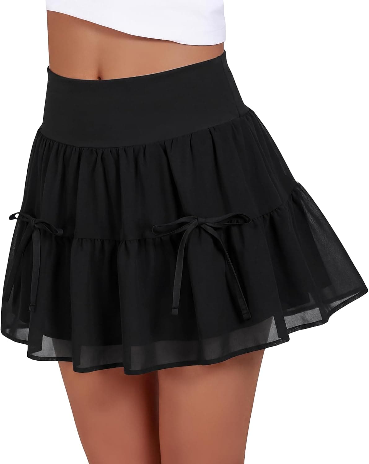 Stelle Women's High Waist Athletic Skorts Flowy Mini Cake Skirt Casual Skorts with Shorts Pocket
