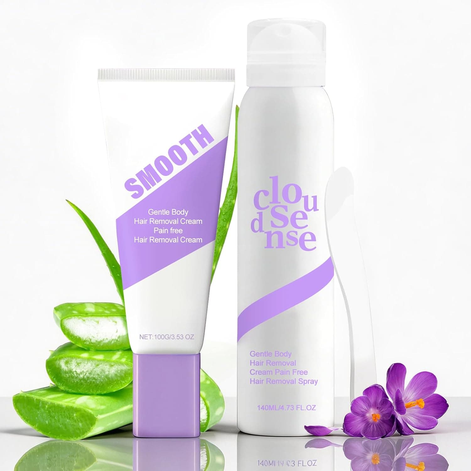 Hair Removal Cream & Spray Kit for Women & Men, Gentle Depilatory Set, Fast-Acting Body Hair Remover for Sensitive Skin, Full Body Use on Legs, Arms, Underarms & Bikini–140ml Spray + 100g Cream - image 1