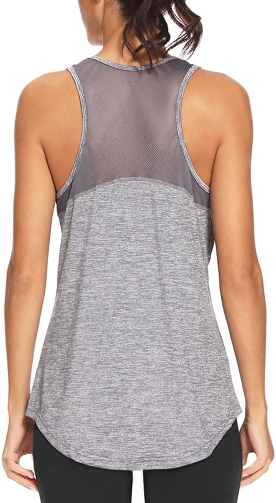 Workout Tank Tops for Women Sleeveless Athletic Yoga Shirts Mesh Racerback Tank Tops Gym Workout Clothes - image 1