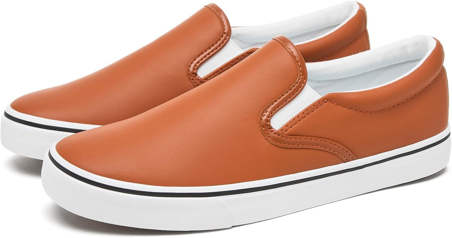 yageyan Mens Slip on Sneakers Loafers Shoes PU Leather Black Shoes PU Leather White Casual Fashion Shoes