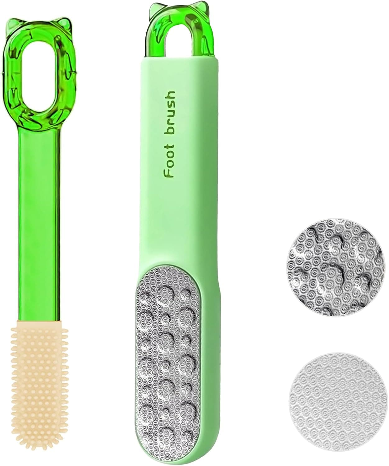 Double-Sided Stainless Steel Foot File, Foot Callus Remover & Foot Scrubber, Professional Pedicure Tool for Dry & Wet Feet, Safe Hard Skin Remover for Sensitive Feet, Green (Ergonomic Grip)