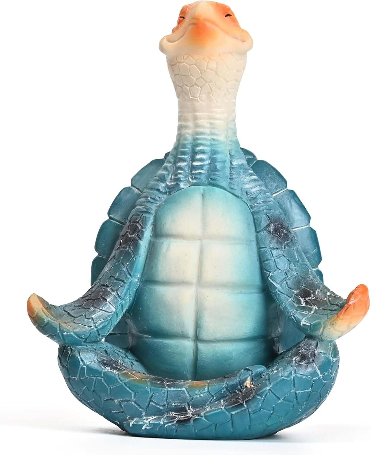 Sea Turtle Meditation Yoga Decor, Zen Resin Statue & Garden Figurine of Meditating Turtle — Coastal Beach & Home Office Desk Decorations, Calming Gift for Mom (Blue Lotus)