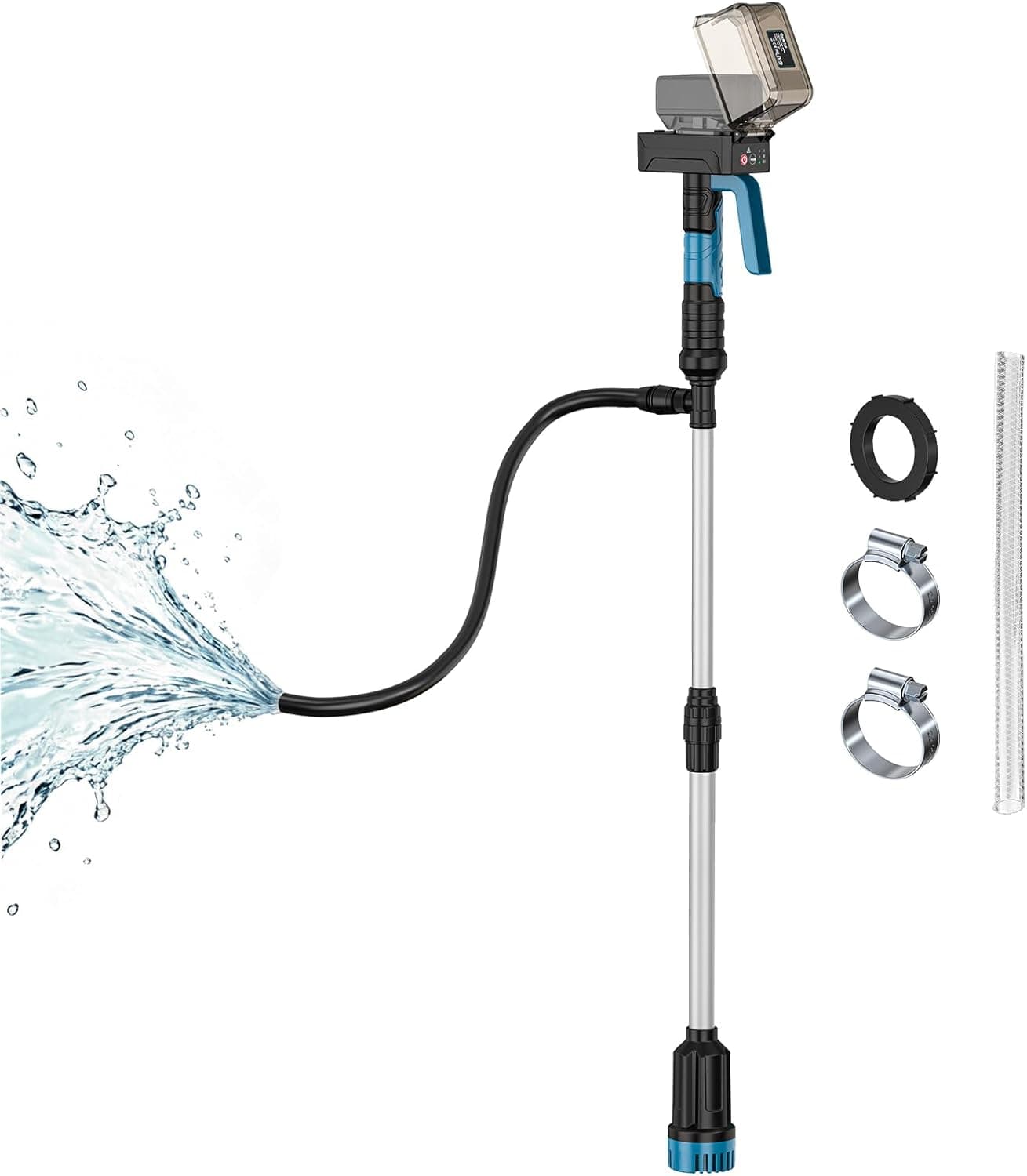 Ecarke 840GPH Brushless Cordless Stick Water Transfer Pump Compatible With Makita 18V (only tool), Auto Shut-Off, 38FT Lift 3-Speed, Extendable & IP68 with Hose Kit for Pool Garden Basement RV Boat