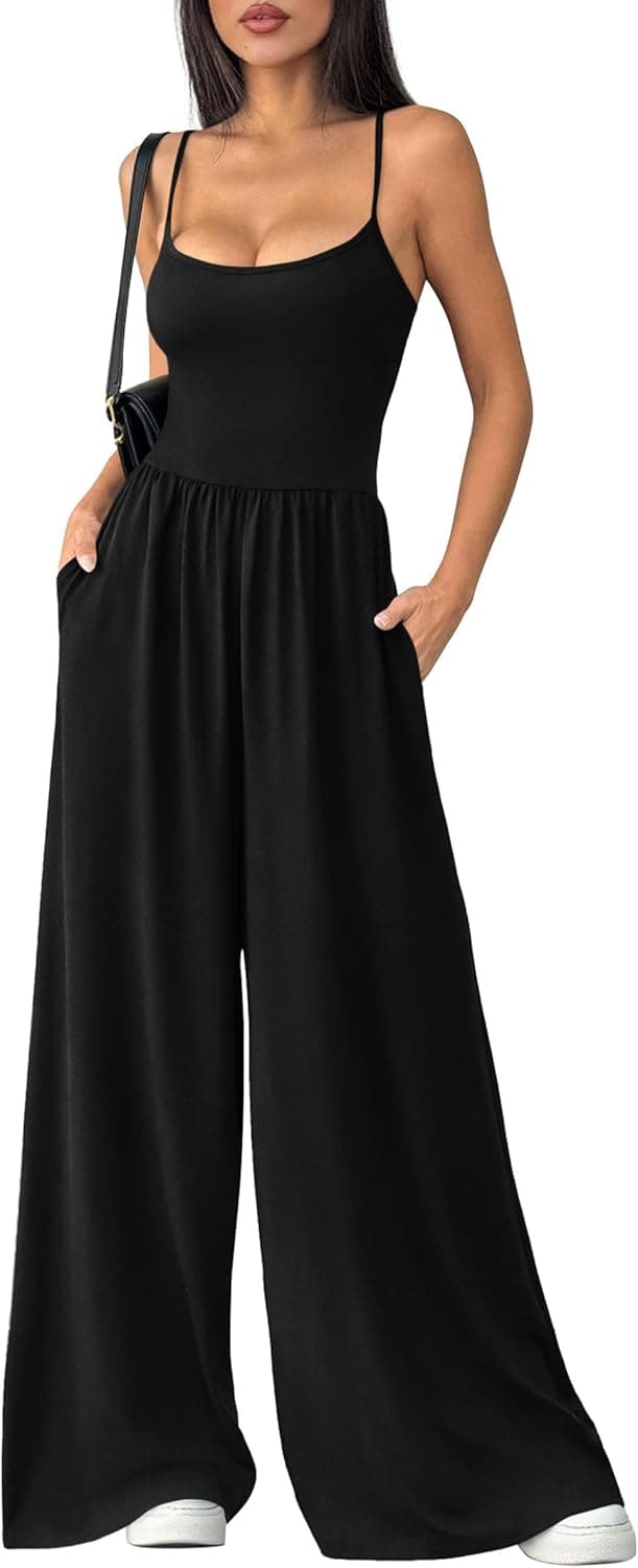 PRETTYGARDEN Jumpsuits for Women Summer 2026 Sleeveless Wide Leg Date Night Rompers Beach Vacation Cruise One Piece Outfits - image 1