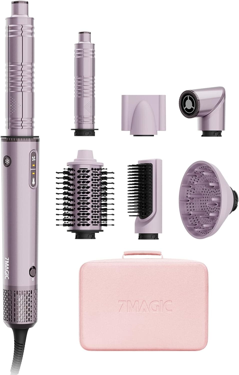 7MAGIC 7-in-1 Hot Air Styler, Hair Styler Dryer Brush with Auto-Wrap Curlers, High-Speed Hair Dryer for Fast Drying, Volumizing & Straightening, Travel Case Included, Purple - image 1