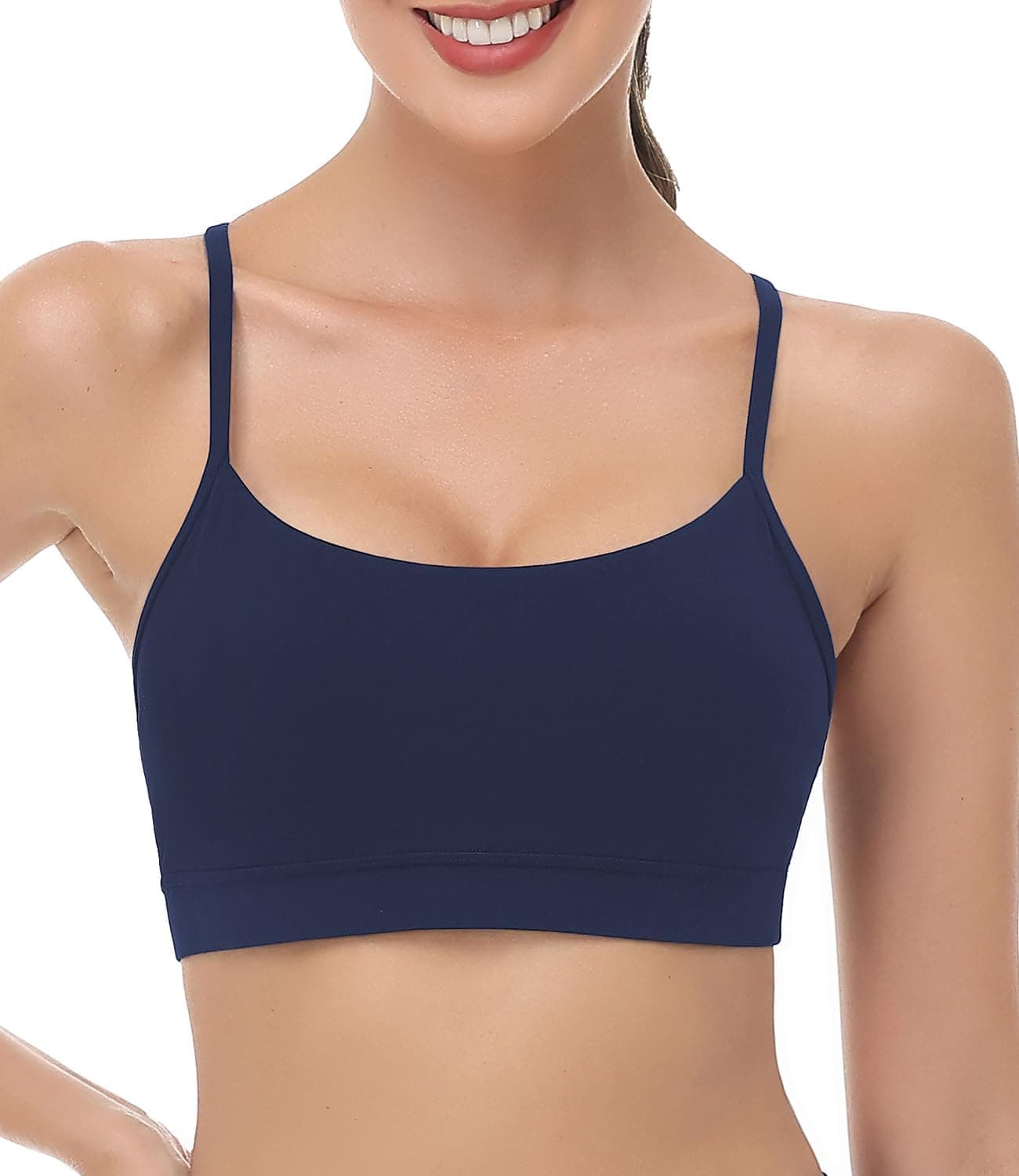wirarpa Sports Bras for Women Buttery Soft Y Back Padded Low Impact Spaghetti Thin Strap Lounge Workout Yoga Top