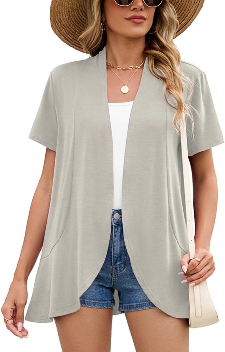 DEARCASE Women's Short Sleeve Bolero Shrugs Lightweight Cardigan Summer Casual Open Front Draped Spring Cardigans - image 1