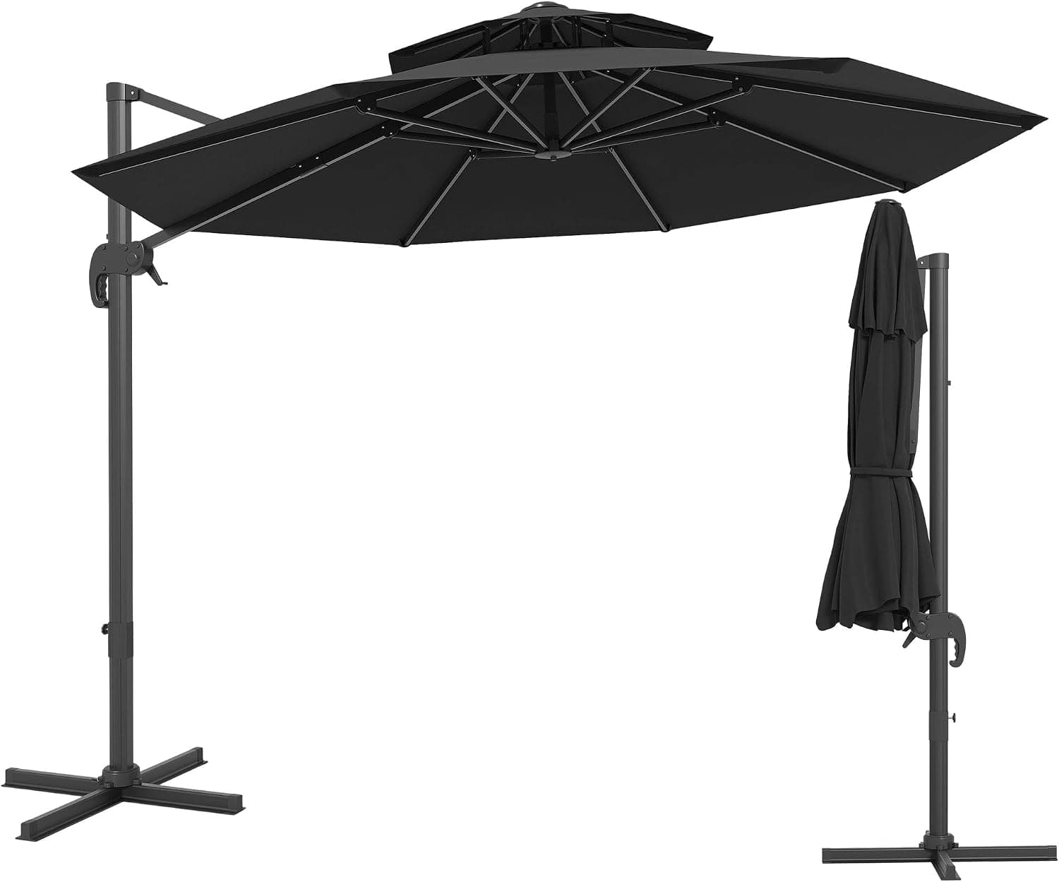 10FT Patio Umbrella, Offset Cantilever Umbrella with UV Protection, Fade Resistant Polyester Fabric, Easy Tilt Adjustment Pool Umbrellas Outdoor for Deck, Garden, Backyard