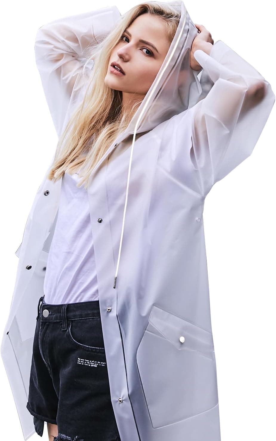 L-Rain TPU Clear Rain Coat for Women - Waterproof Packable Fashion Rain Poncho with Hood Reusable Raincoat - image 1