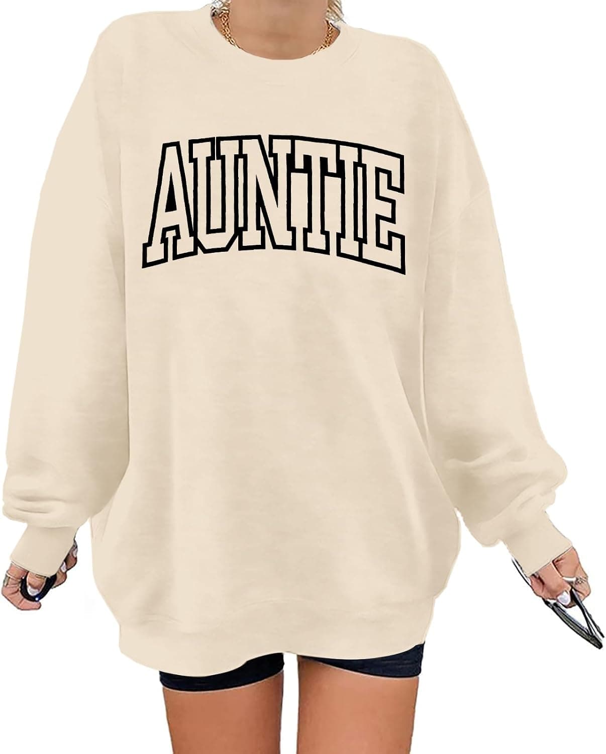 LOTUCY Womens Aunt Sweatshirt Cool Aunt Crewneck Sweatshirt Auntie Letter Print Long Sleeve Pullover Top