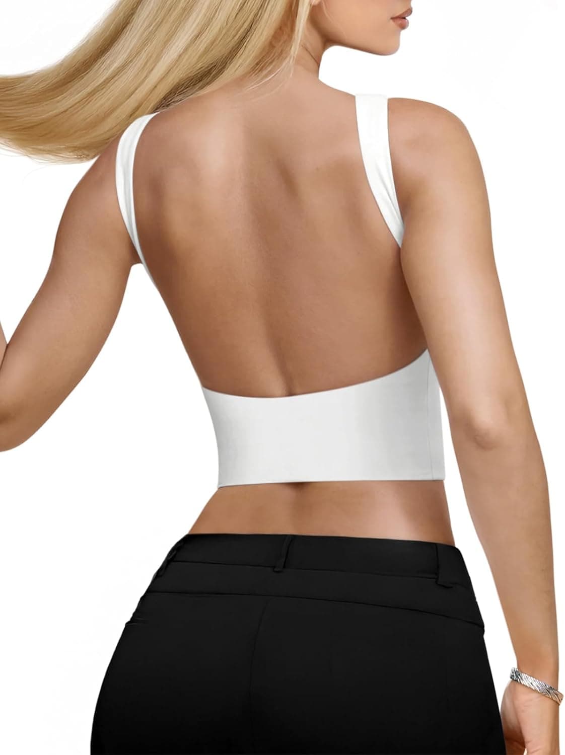 REORIA Women's Sexy Open Back High Neck Sleeveless Tank Top Y2k Trendy Backless Crop Tops - image 1