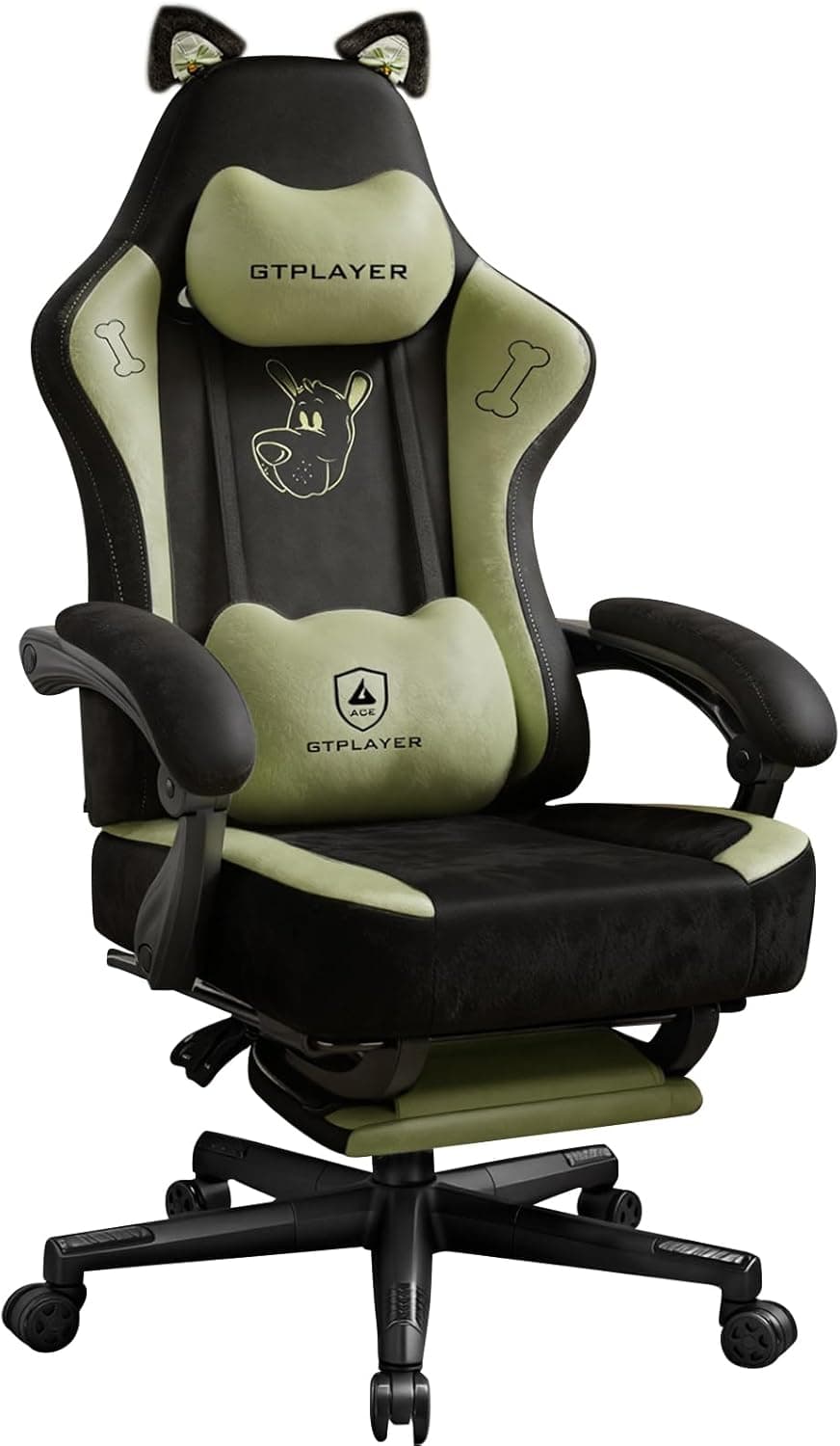 GTPOFFICE Cute Gaming Chair with Cat Ears, Ergonomic Computer Chair with Footrest Cat Paw Lumbar Support Comfortable Reclining Game Chair Desk Chair - image 1