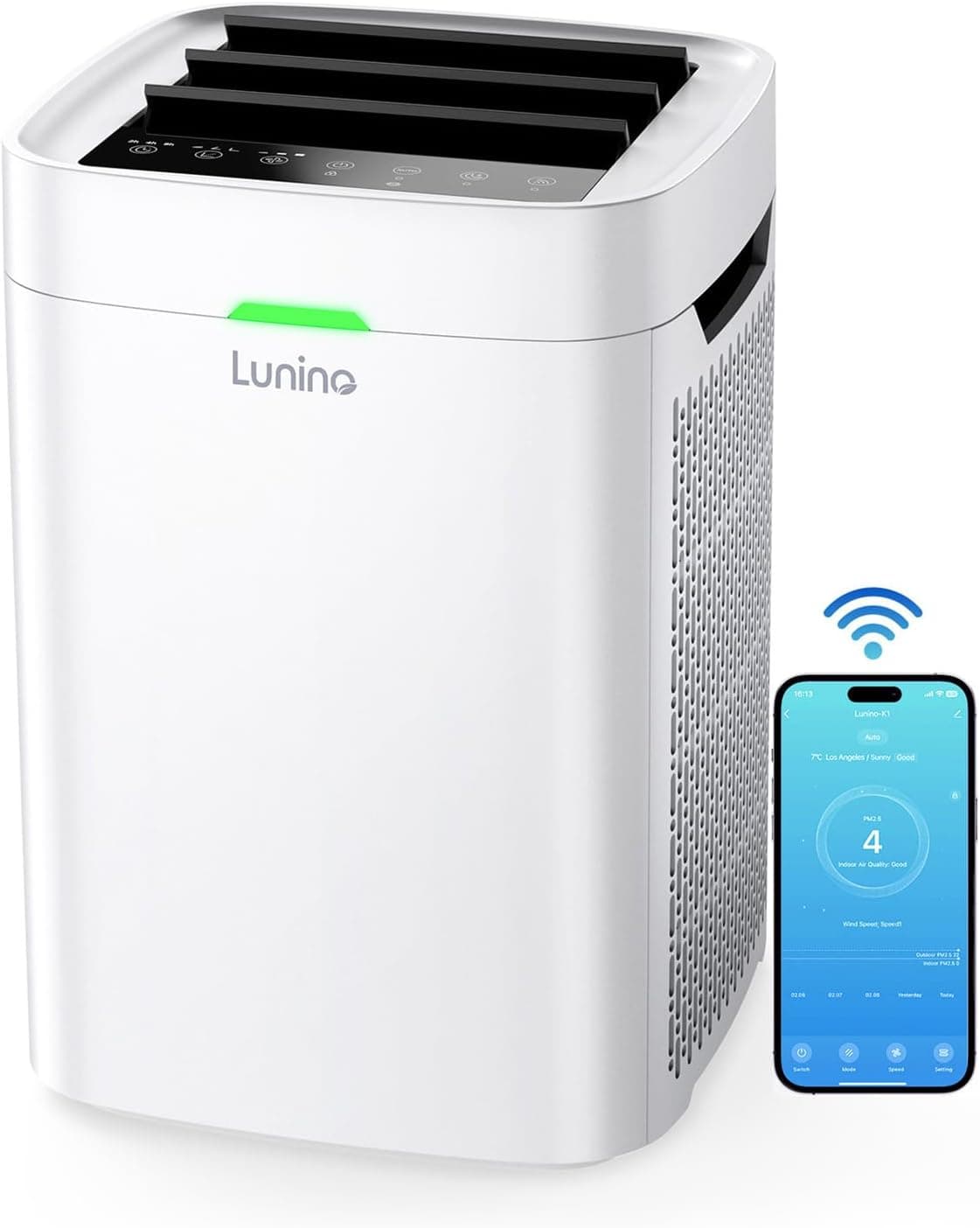 Lunino Air Purifiers for Home Large Room up to 2800 Ft², Double-Sided HEPA Air Purifier with Washable Pre-filter, Smart WiFi, PM 2.5 Air Quality Monitor - image 1