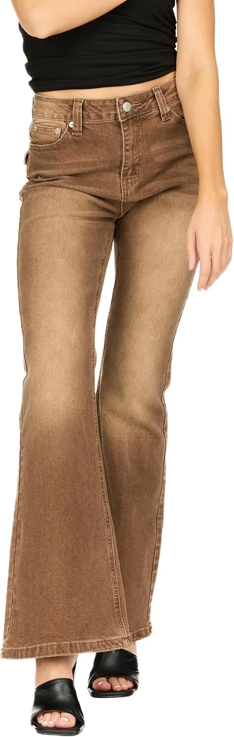 Forever 21 Women's Flare Denim High-Rise Slim Fit Stretch Jeans - Retro Y2k Style