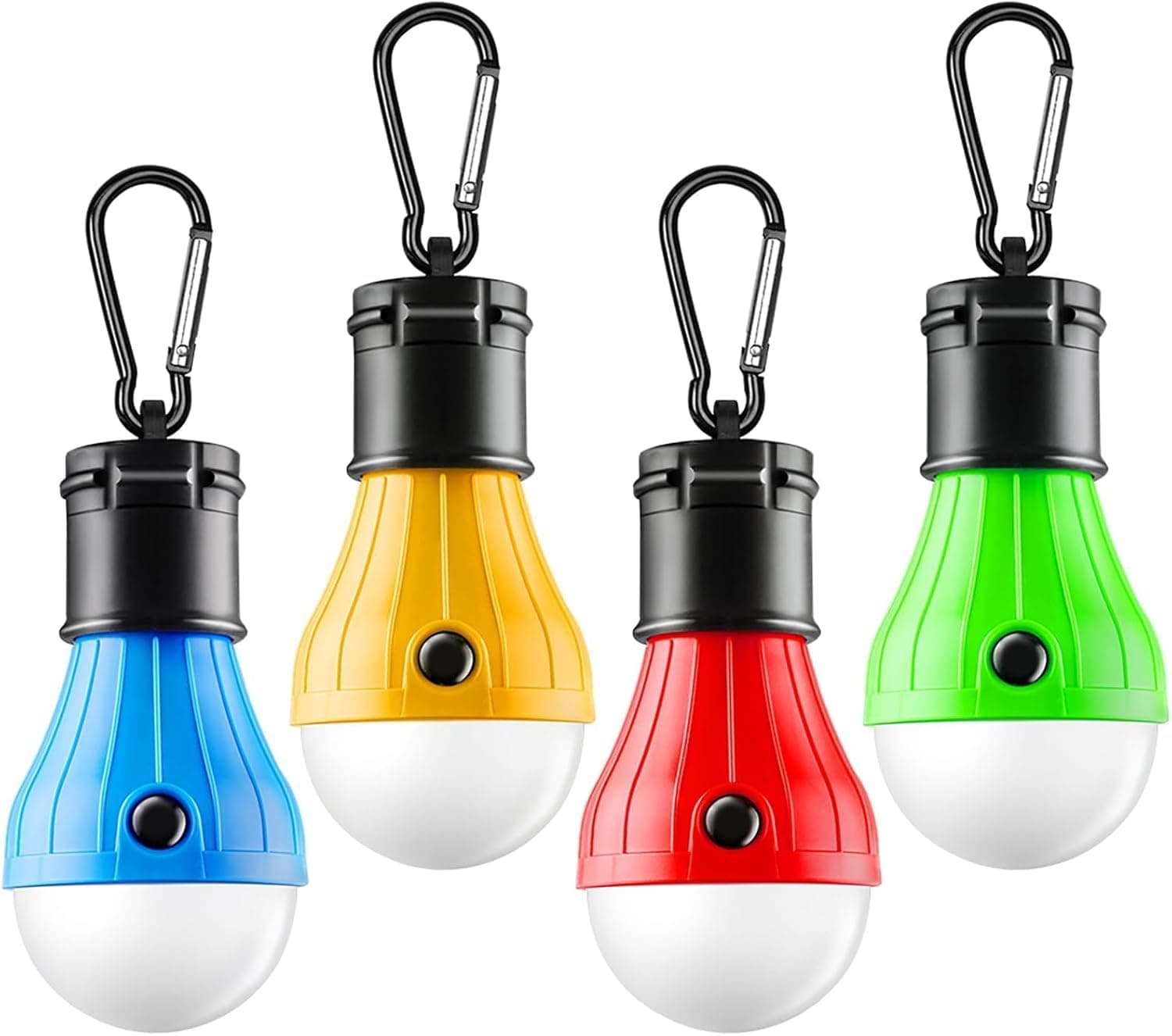 FLY2SKY Portable LED Tent Lamp, Clip Hook Hurricane Emergency Light Bulb, Camping Equipment Lanterns for Hiking, Backpacking Outage, B-CLOSED-HOOK, 4 Packs - image 1