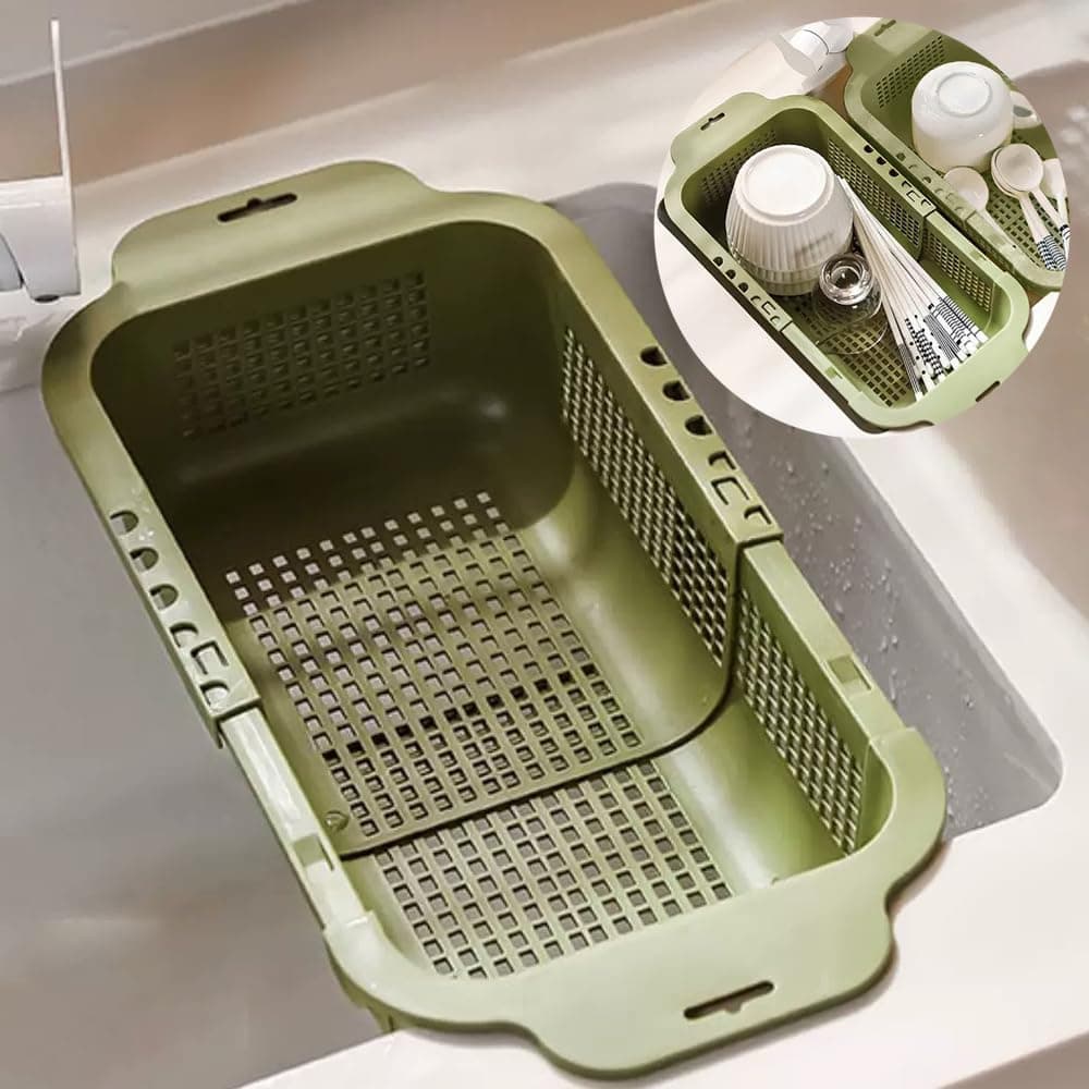 Dish Drying Rack for Kitchen Counter, Retractable Draining Basket in Sink Dish Drainers, Multipurpose Dish Dryer Rack for Inside Sink, Over The Sink Dish Racks for Cleaning & Draining the Water - image 1