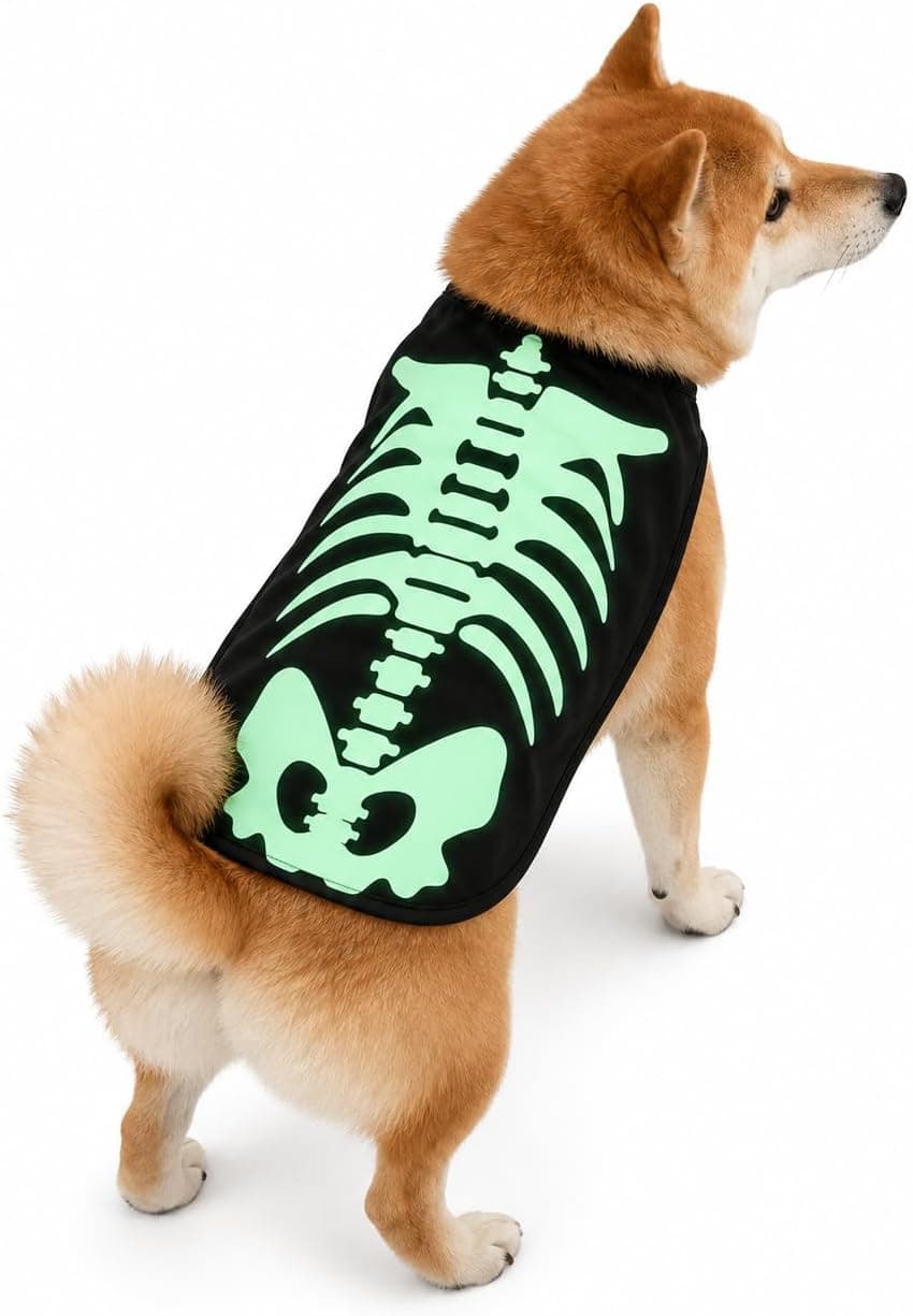 ComfyCamper Dog Glow in the Dark Skeleton Costume Halloween Cosplay, M