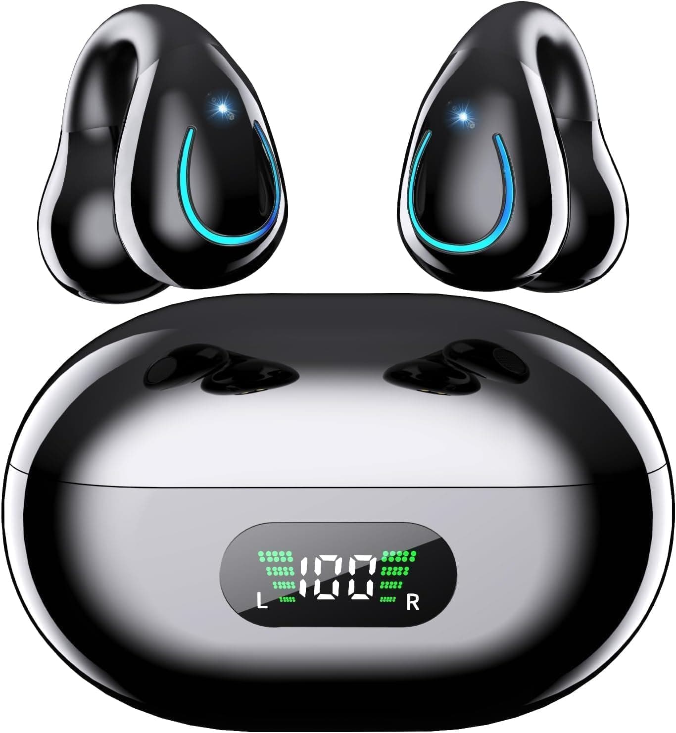 Paekole Clip On Headphones, Super Comfort Open Ear Bluetooth Earbuds for All Day Wear, Lightweight Bone Conduction Wireless Earbuds with Charging Case for Running - image 1