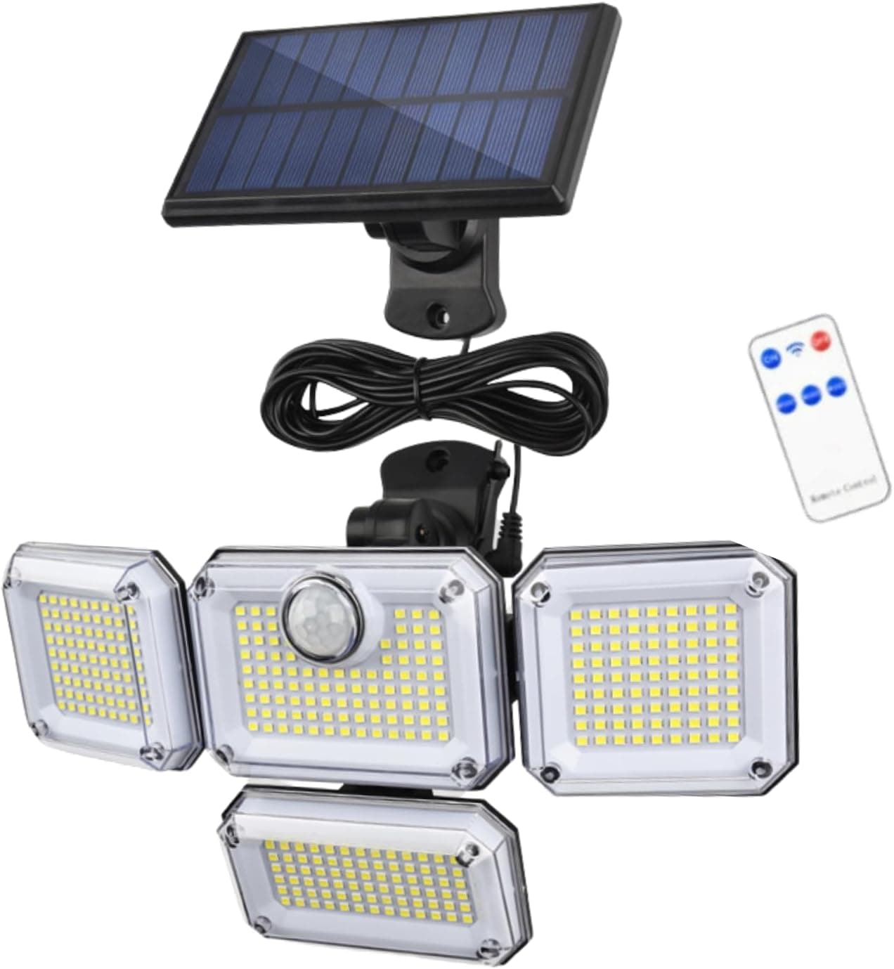 Solar Outdoor Lights with Motion Sensor,Solar Powered 4 Heads Security Lights,333 LED Flood Light 270° Wide Angle Flood Wall Lights with 3 Modes for Garden Patio Yard,IP65 Waterproof (1)