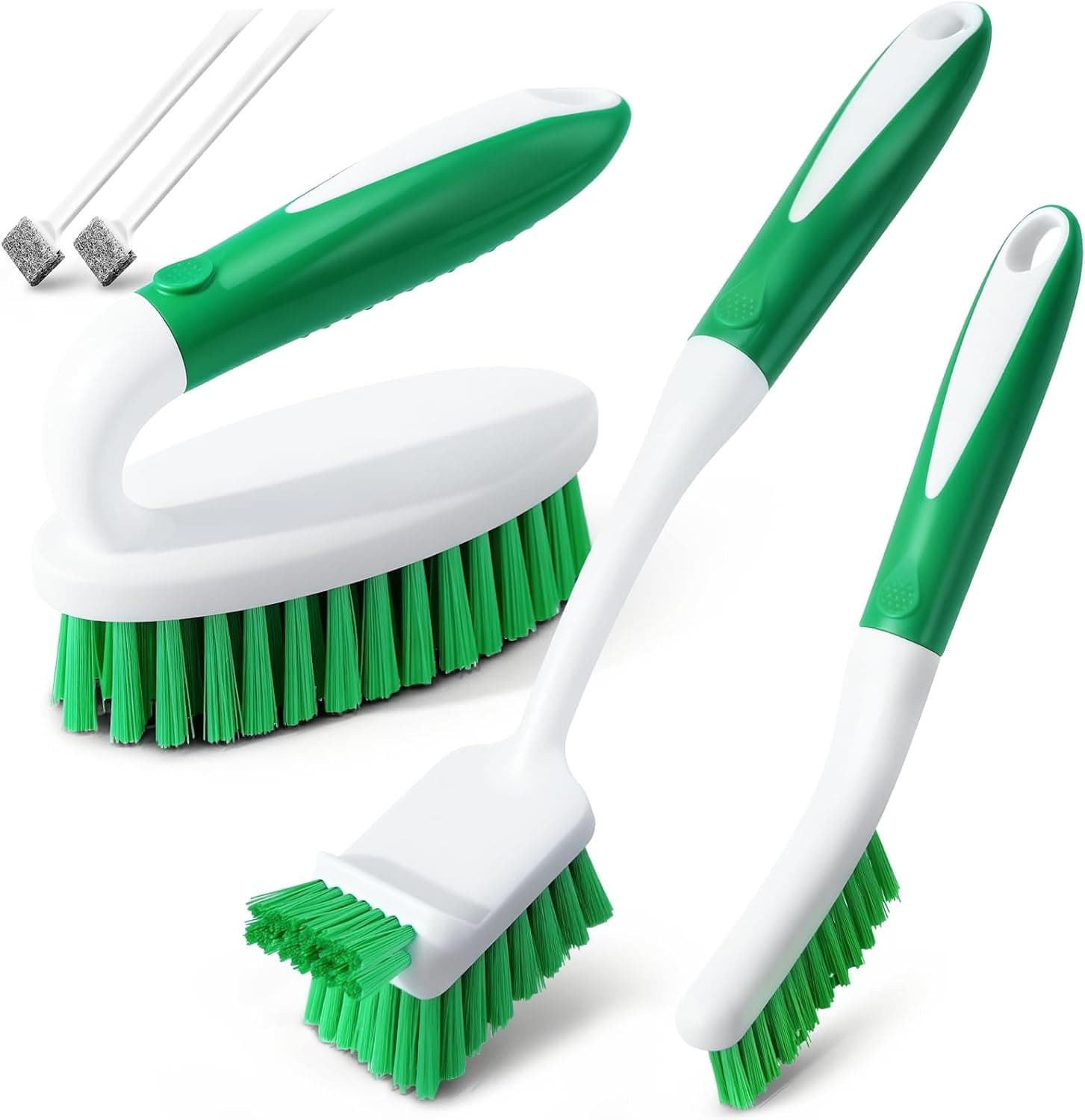 Holikme 5 Pack Deep Cleaning Brush Set - Kitchen, Floor & Tile Scrub Brushes (Green)