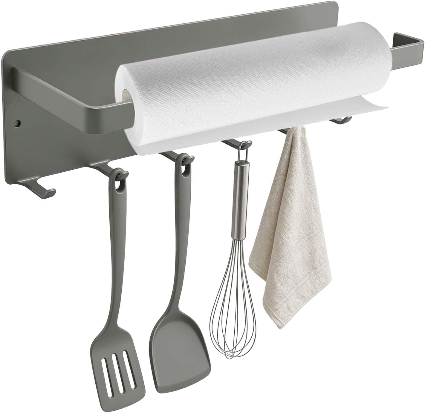 Sopaline Magnetic Wall Mounted Kitchen Roll Holder, No Drilling, Wall Paper Towel Holder, Carbon Steel, Cake Roll Holder, Grey