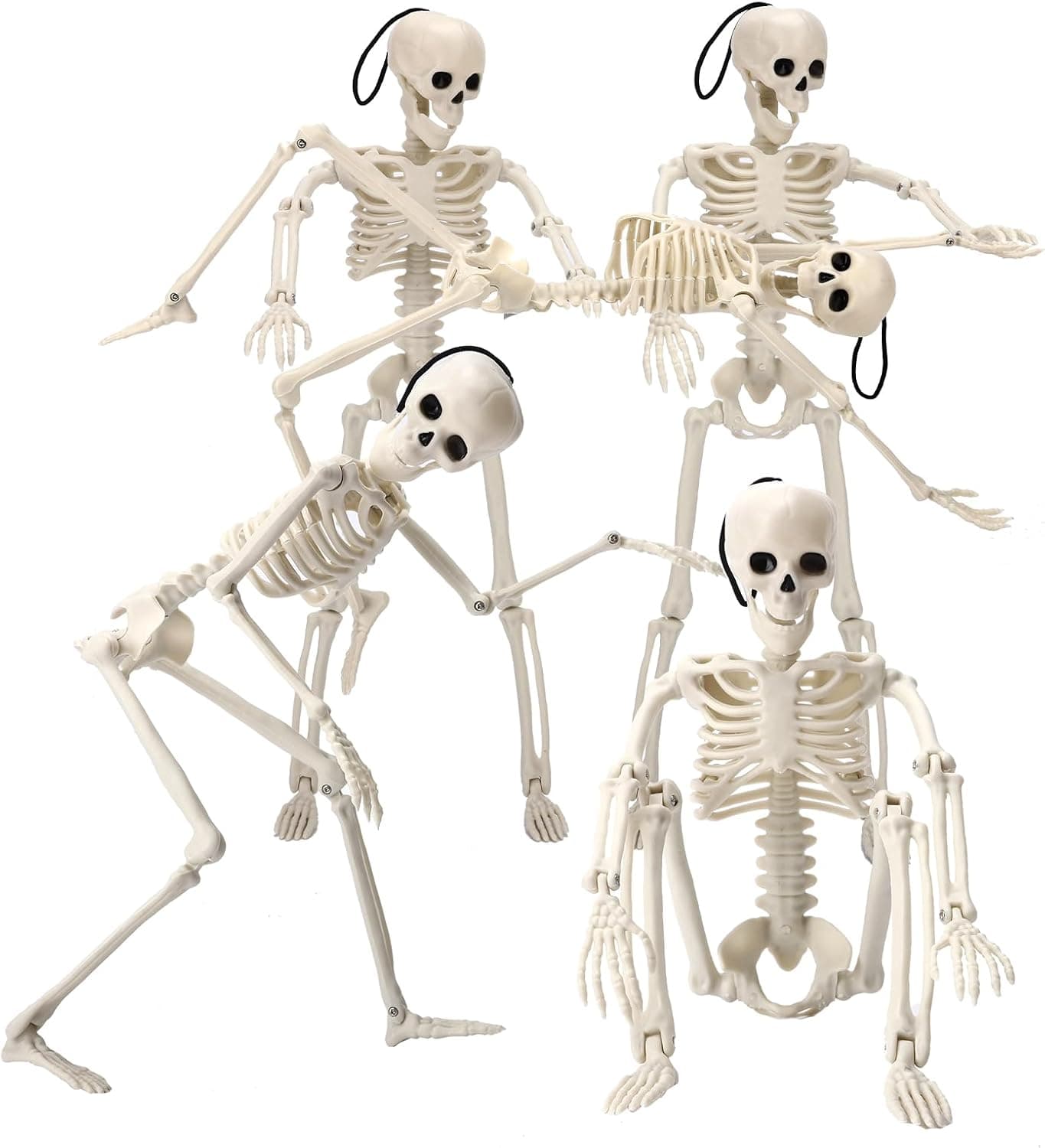 16" Halloween Skeleton Decorations with Posable Joints, 5Pcs