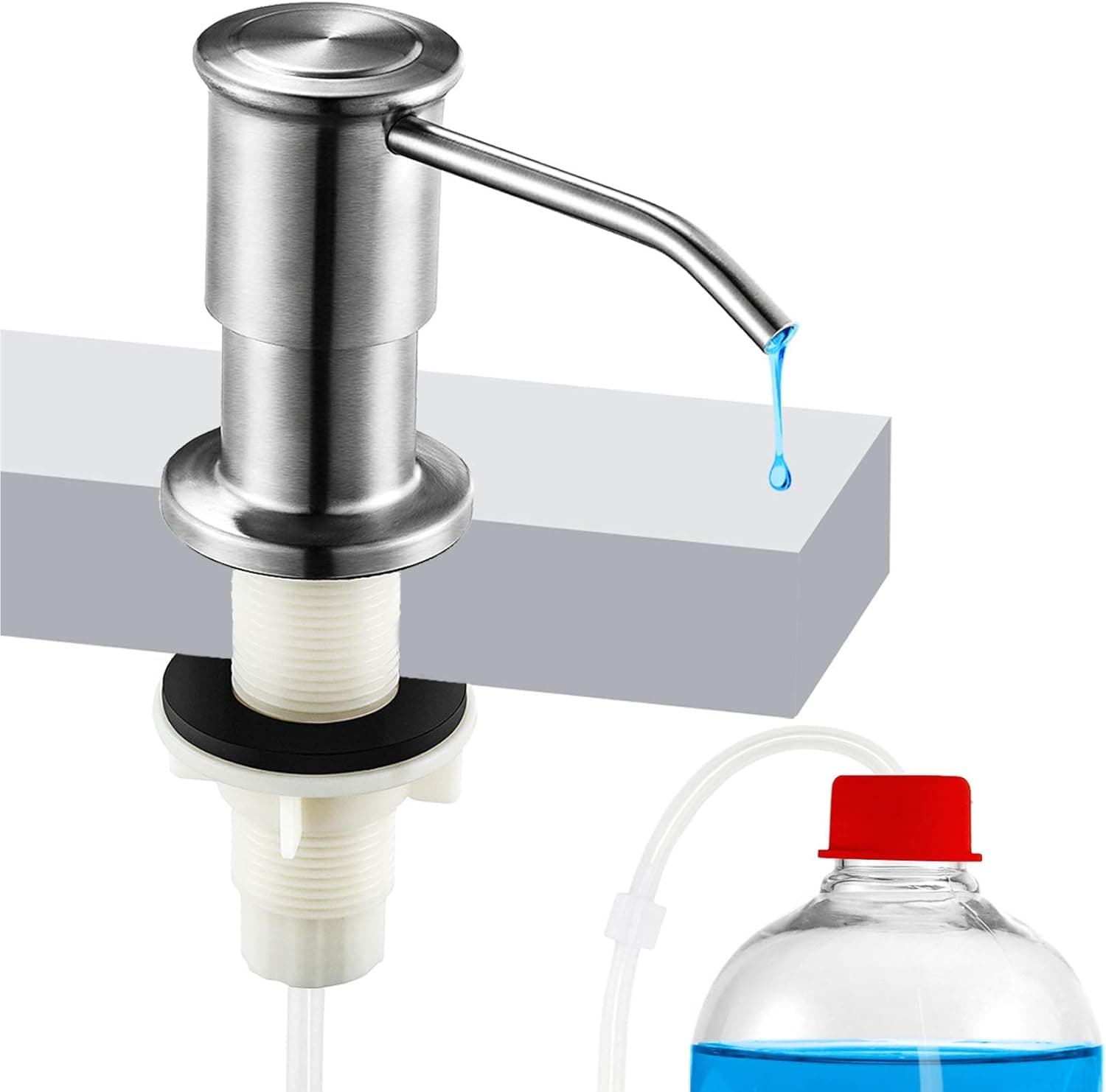 One Sight Soap Dispenser for Kitchen Sink and Extension Tube Kit, Kitchen Dish Soap Dispenser Pump With 47" No-spill Extension Tube Connects Directly To Soap Bottleand