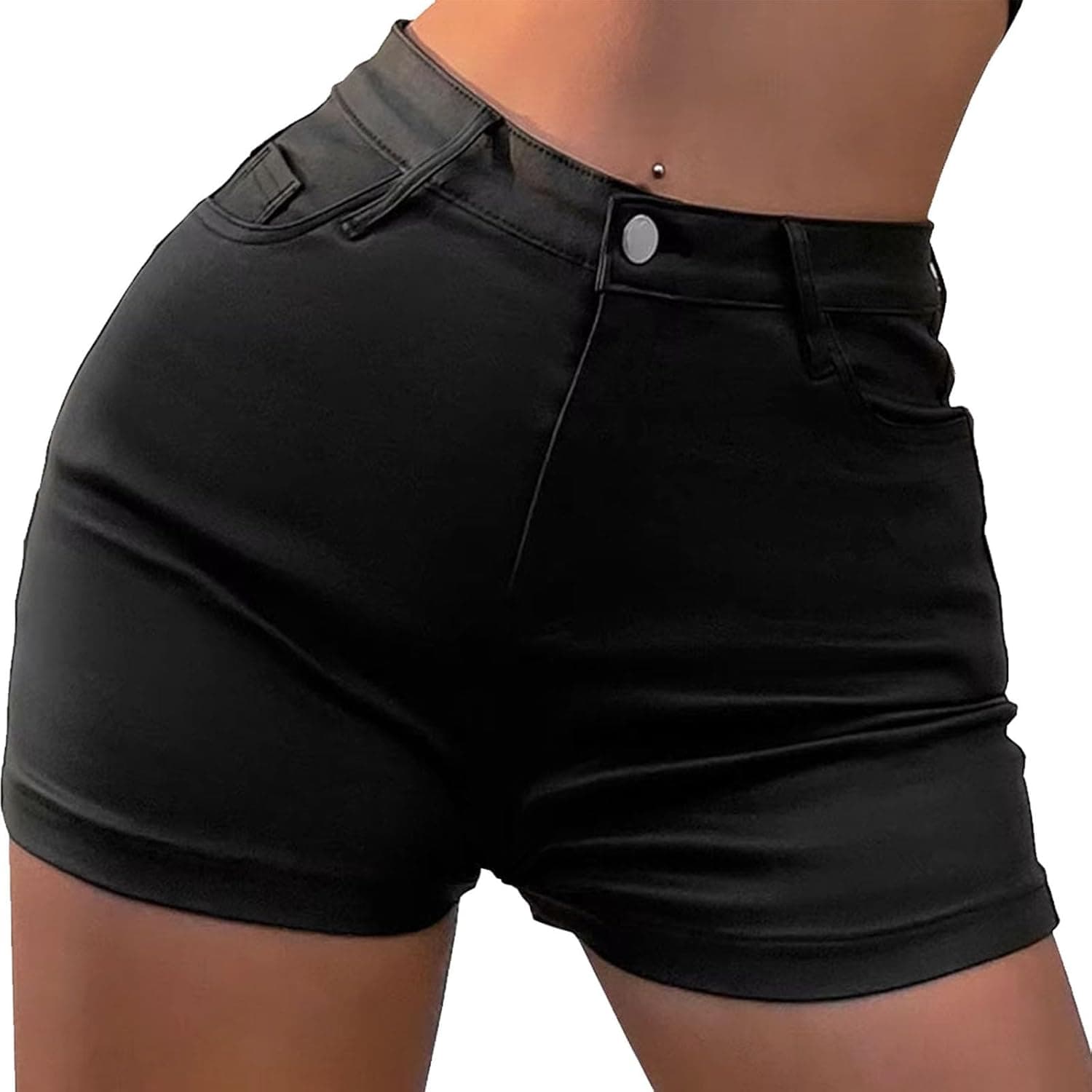 Women's Sexy High Waisted Faux Leather Shorts - Mini Booty Hot Shorts with Pockets, for Clubwear, Party 2026 Fashion Trends - image 1