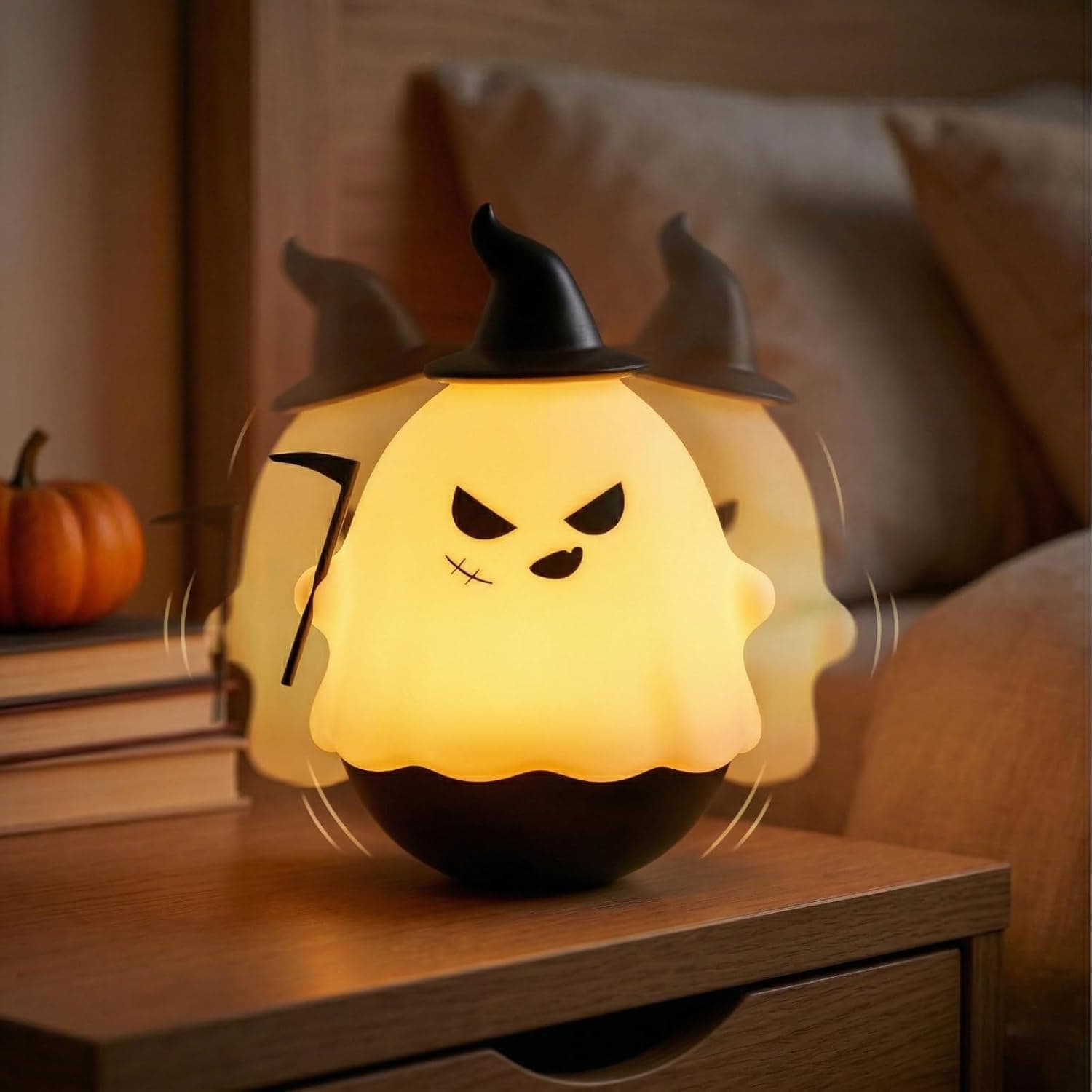Cute Night Light for Kids, Silicone Roly-Poly Ghost Night Light with 3 Colors, Interactive Wobble Fidget Small Desk Lamp, Nursery Lamp Kawaii Room Decor Birthday Gift for Kids Boys Girls Teens Women