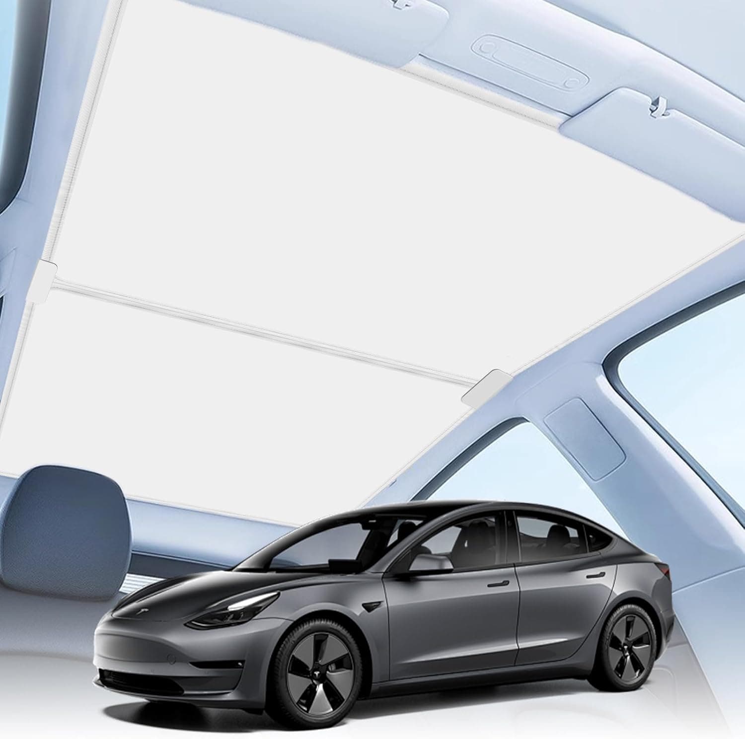 Ortiny 2025 Upgrade Tesla Model Y Sunshade Roof [No Gaps, No Sag] Heat Insulation Foldable Glass Roof Sun Shade