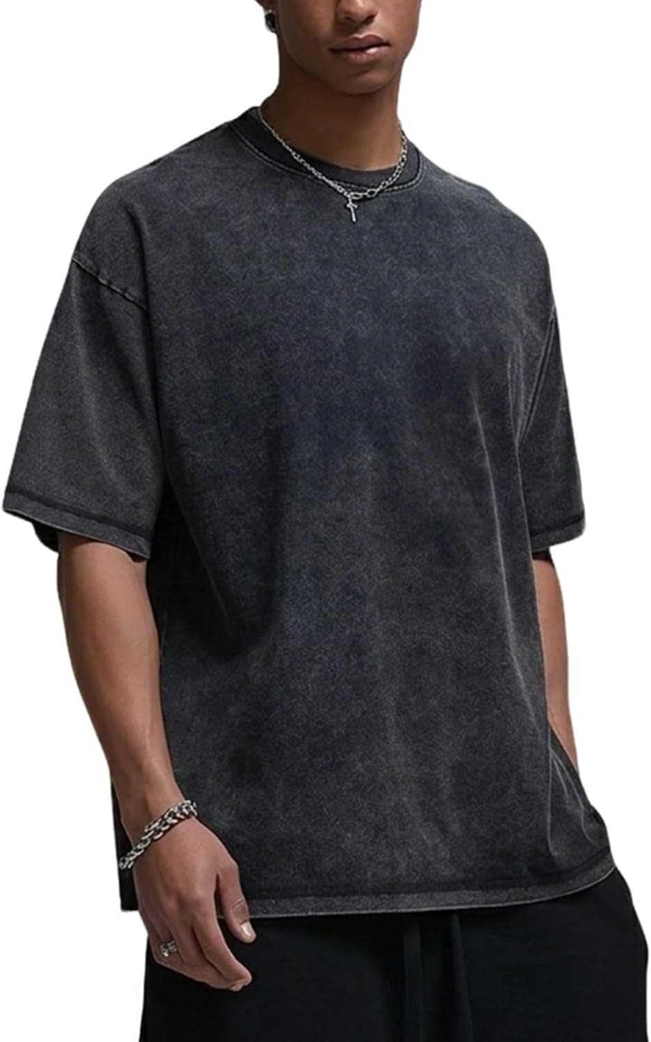 Men's Oversized Vintage Acid Wash Cotton T-Shirts Unisex Loose Fit Short Sleeve Casual Drop Shoulder Tops Tees - image 1
