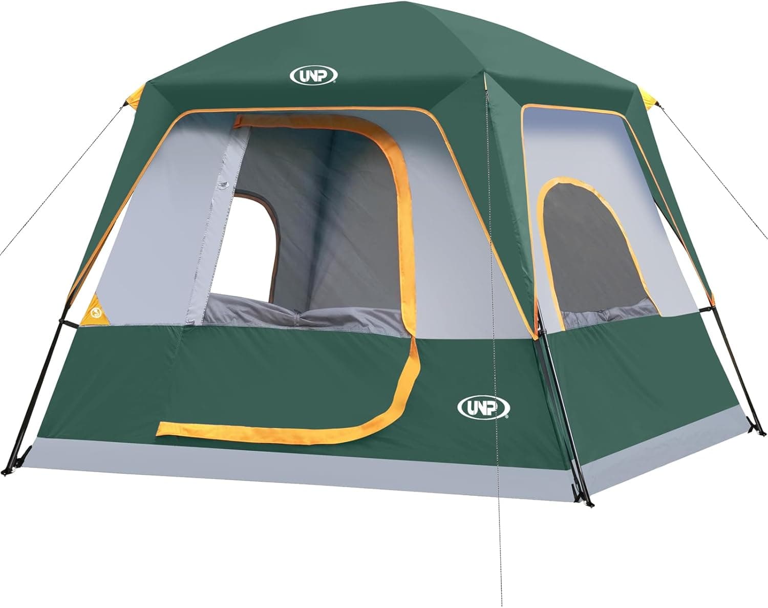 UNP 4-Person Cabin Tent: Waterproof Camping Shelter with Rainfly for Easy Setup