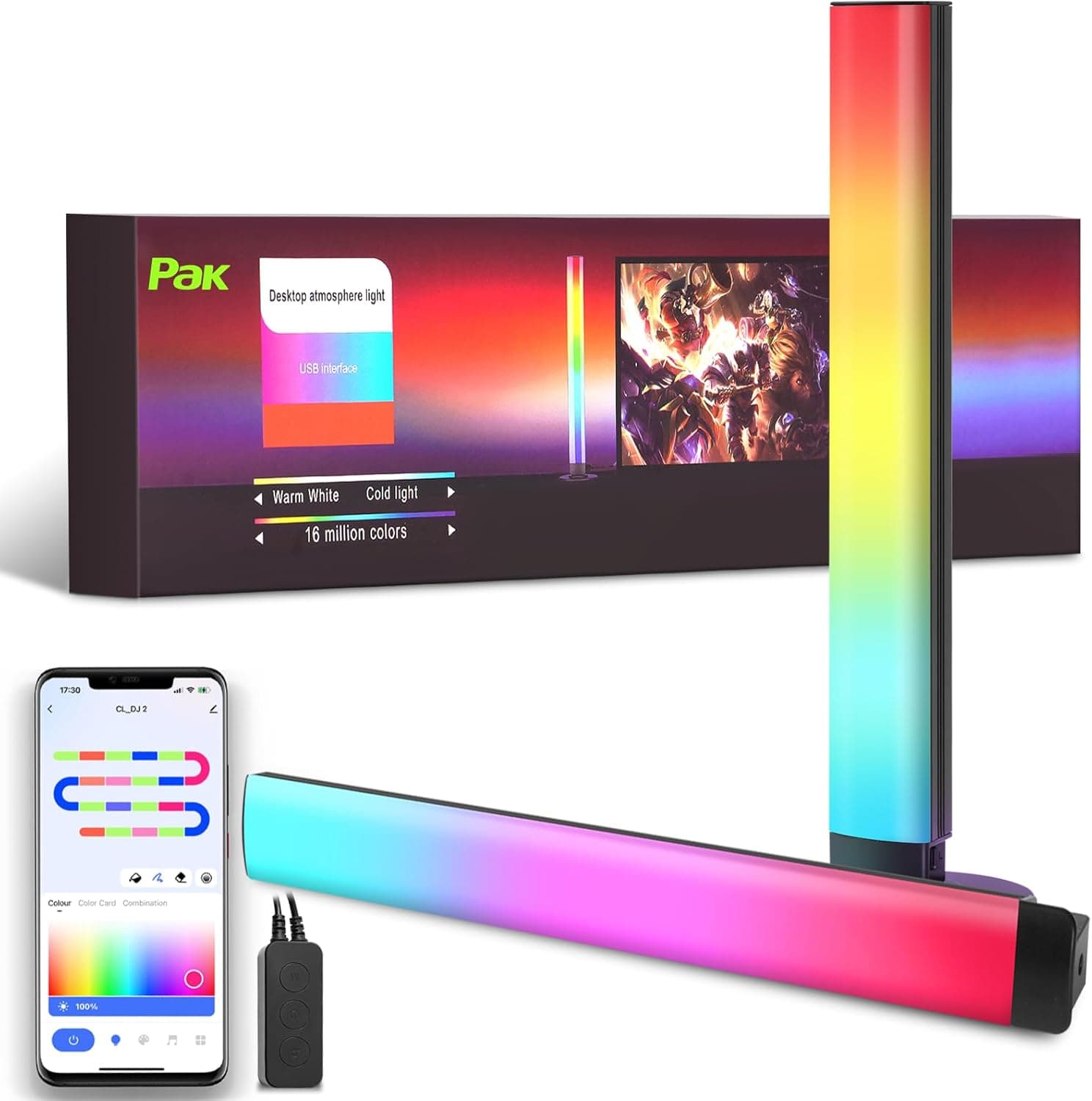 Smart RGB+IC LED Light Bars, 15 Inch Gaming Lights for TV Backlight, Color Changing Lights with Music Sync, 16 Million Colors, Works with Alexa & Google Assistant, 44 Dynamic Modes for TV Monitor Room - image 1