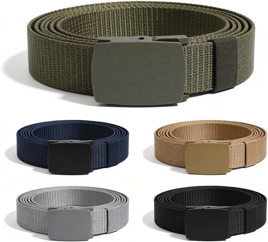 Mens Stretch Belt, Tactical Military Belt for Men with Plastic Buckle, Adjustable No-Hole Belt for Hiking, Work, Casual Wear & Jeans - image 1