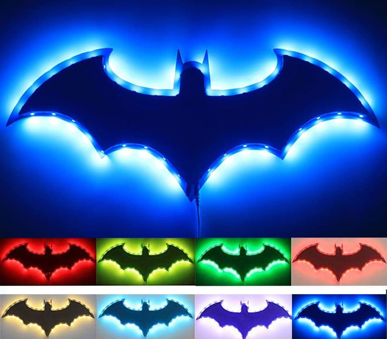 Bat Night Light Superhero LED Signal Cool Lamp with 16 Colors Remote Control Wall Sconce Acrylic Engraved Neon Sign Light Room Wall Decor for Bedroom Party Birthday Xmas Gifts (Black Bat)