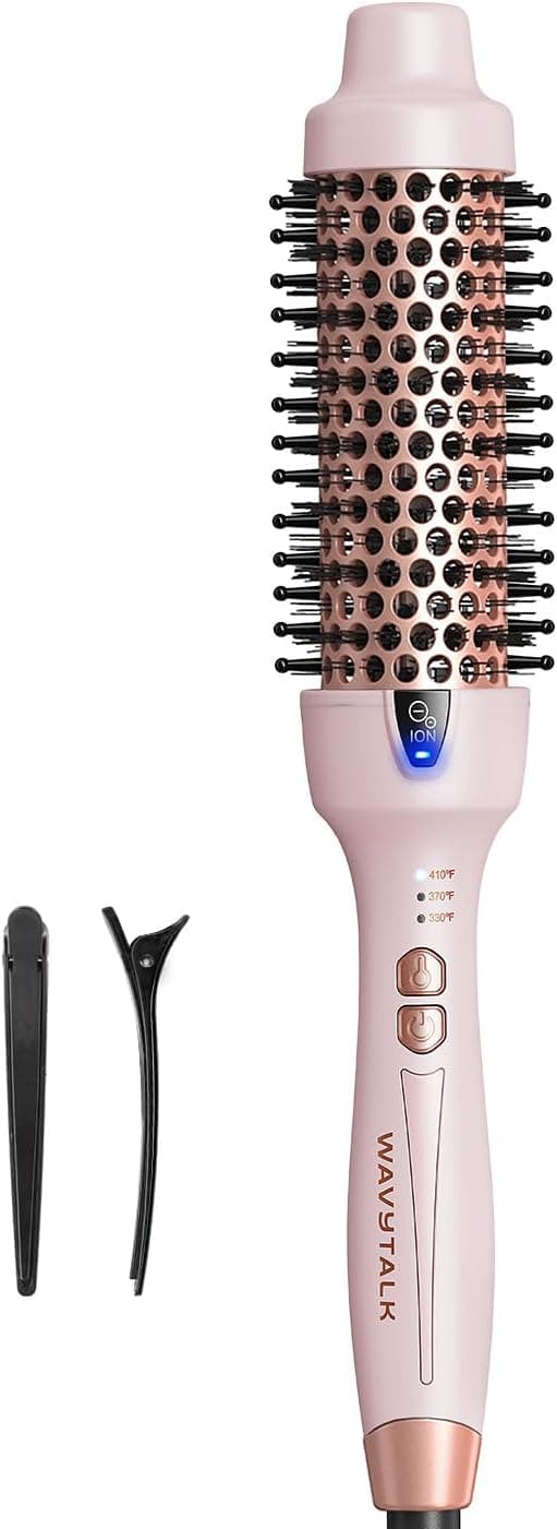 Wavytalk Updated Version Thermal Brush, 1.5 Inch Negative Ion Blowout Express Thermal Round Brush Creates Salon-Quality Blowouts, lonic Frizz Reduction Makes Hair Shinier & Smoother (Millennial Pink) - image 1