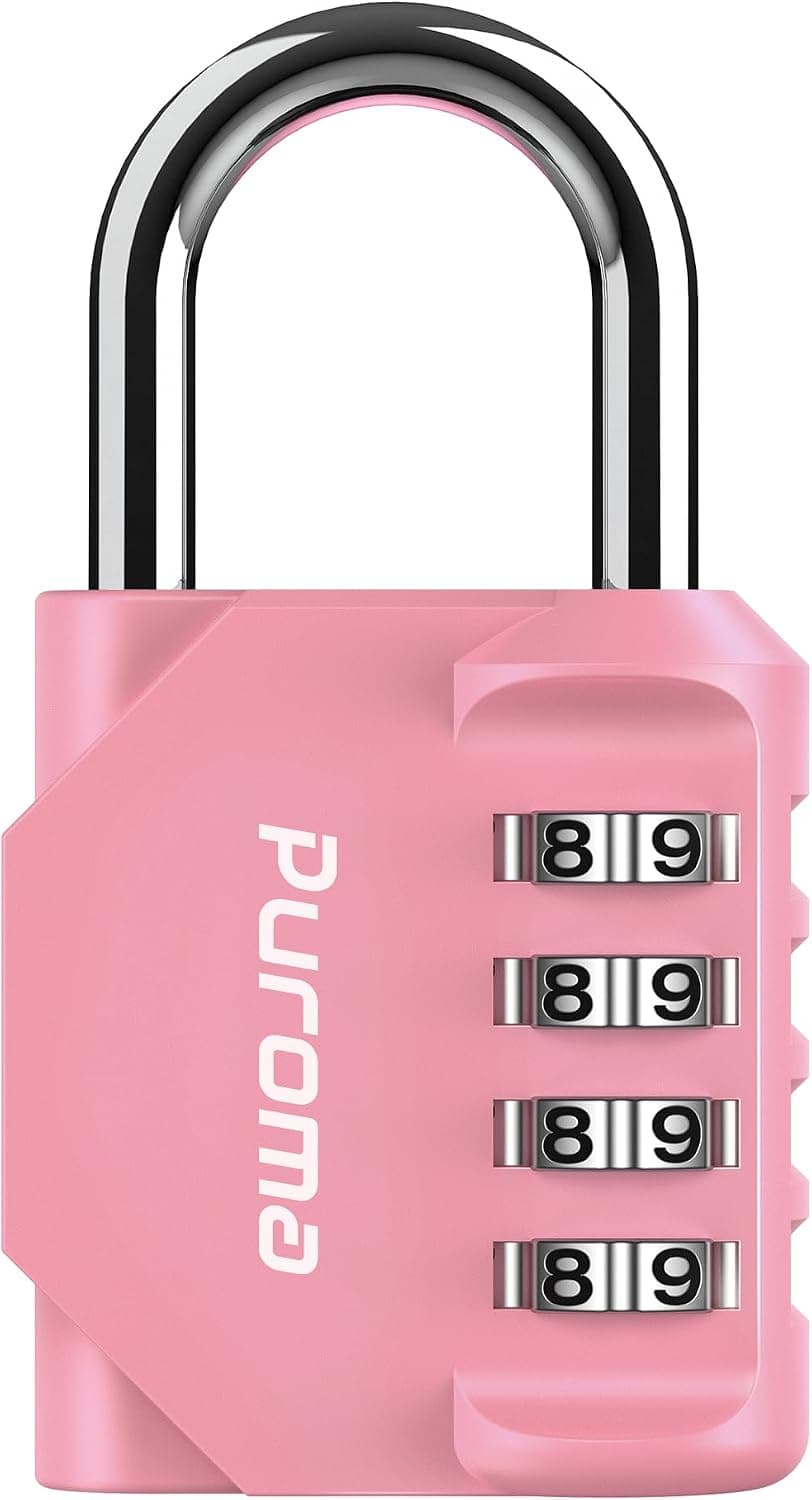 Puroma 1 Pack Combination Lock Locker 4 Digits Combo Padlock Gym Rose Pink