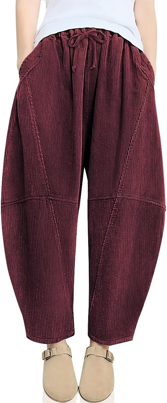 TARSE Womens Corduroy Baggy Harem Pants