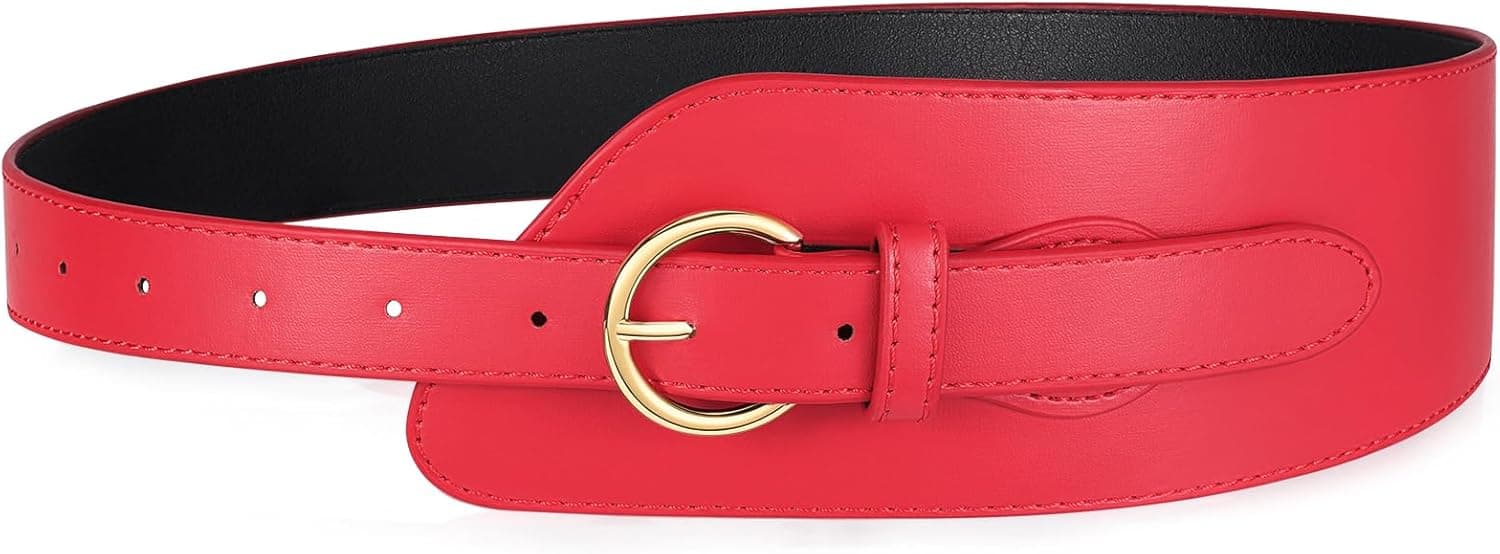 WHIPPY Women Wide Leather Belt for Dresses Fashion Ladies Wide Waist Belt with Gold Buckle