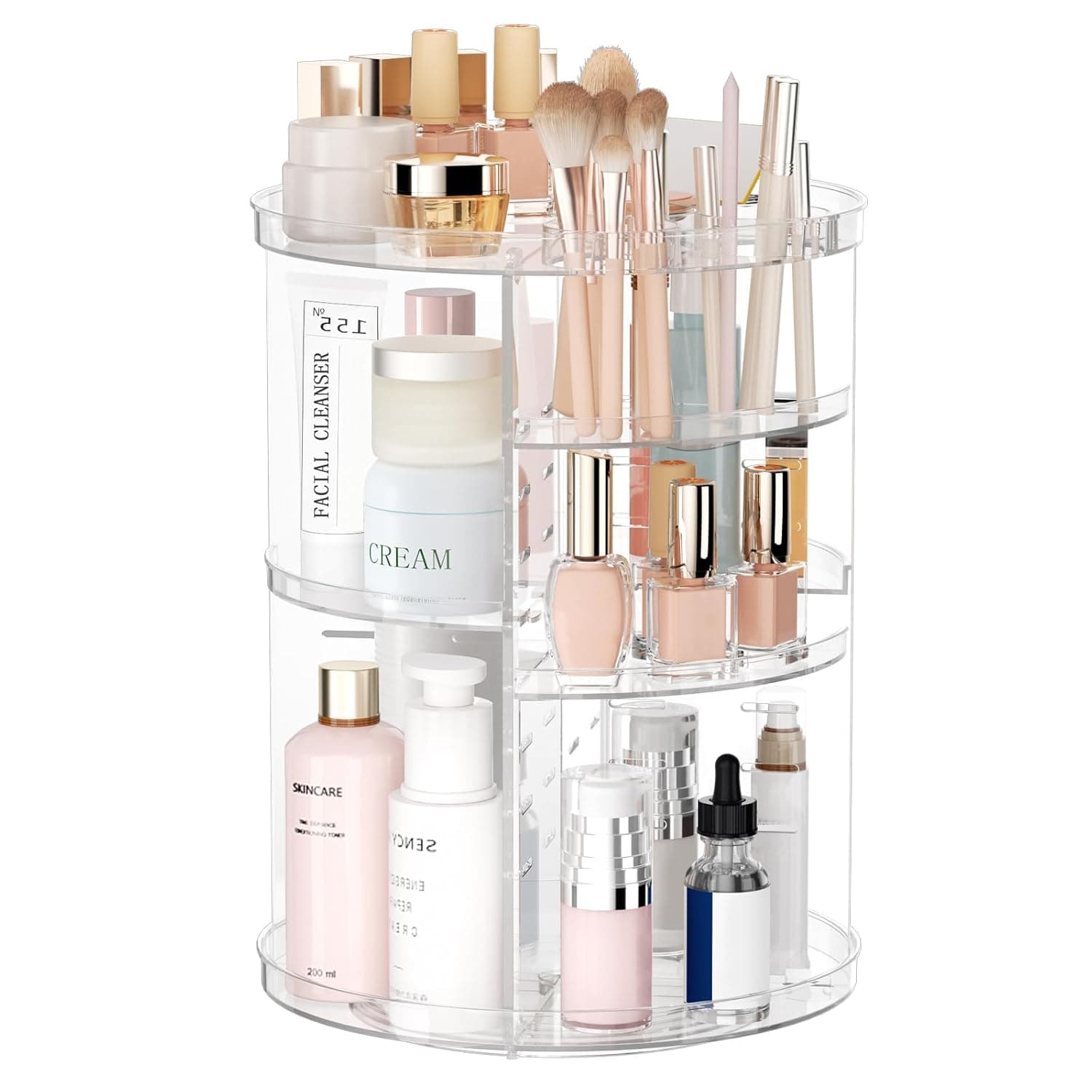 Rotating Makeup Organizer with 8 Adjustable Layers | Spinning Skincare Storage & Vanity Display Case