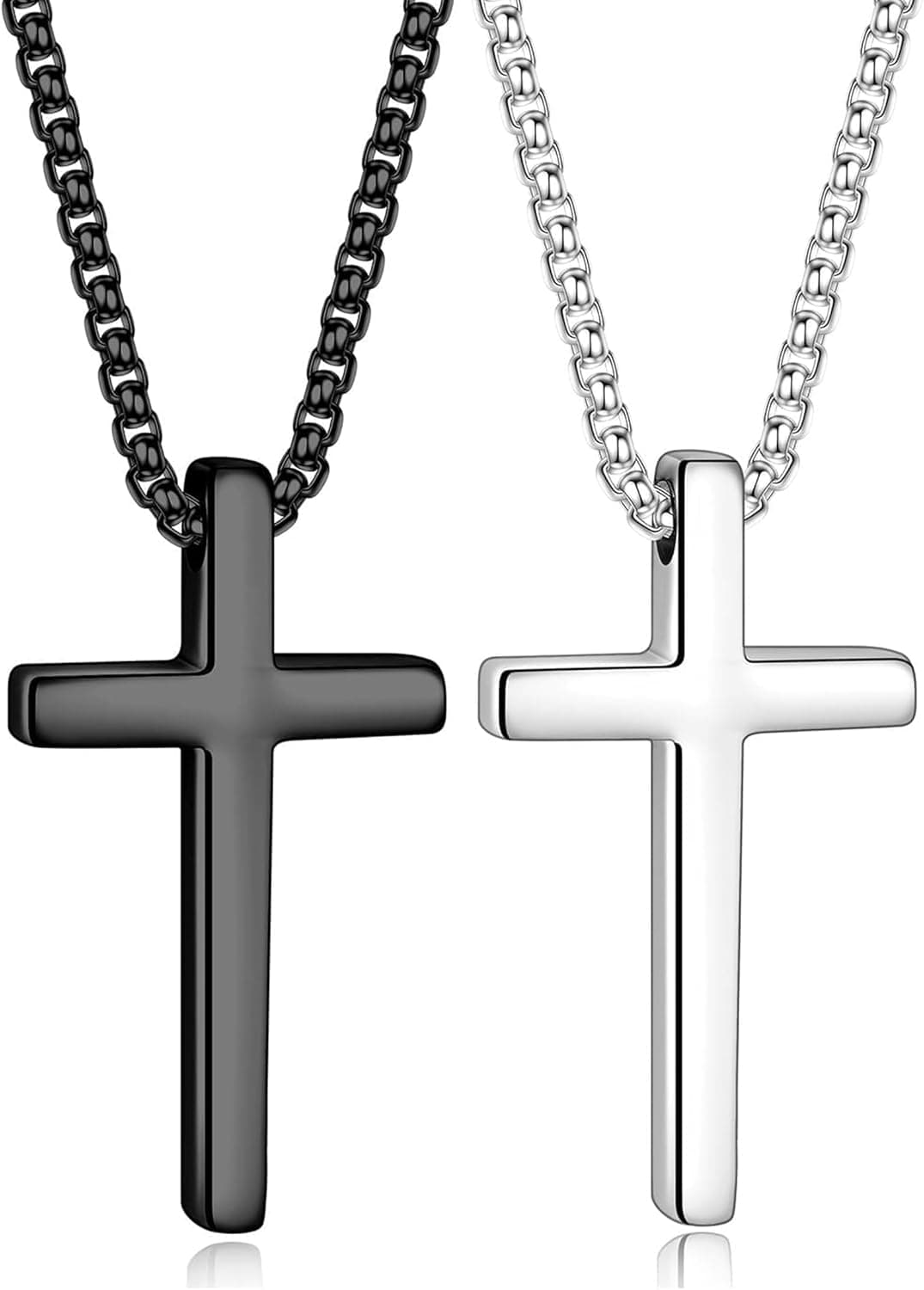 Cross Necklace for Men, Silver Black Gold Cross Chain Necklace, Stainless Steel Cross Pendant Jewelry Gifts for Men