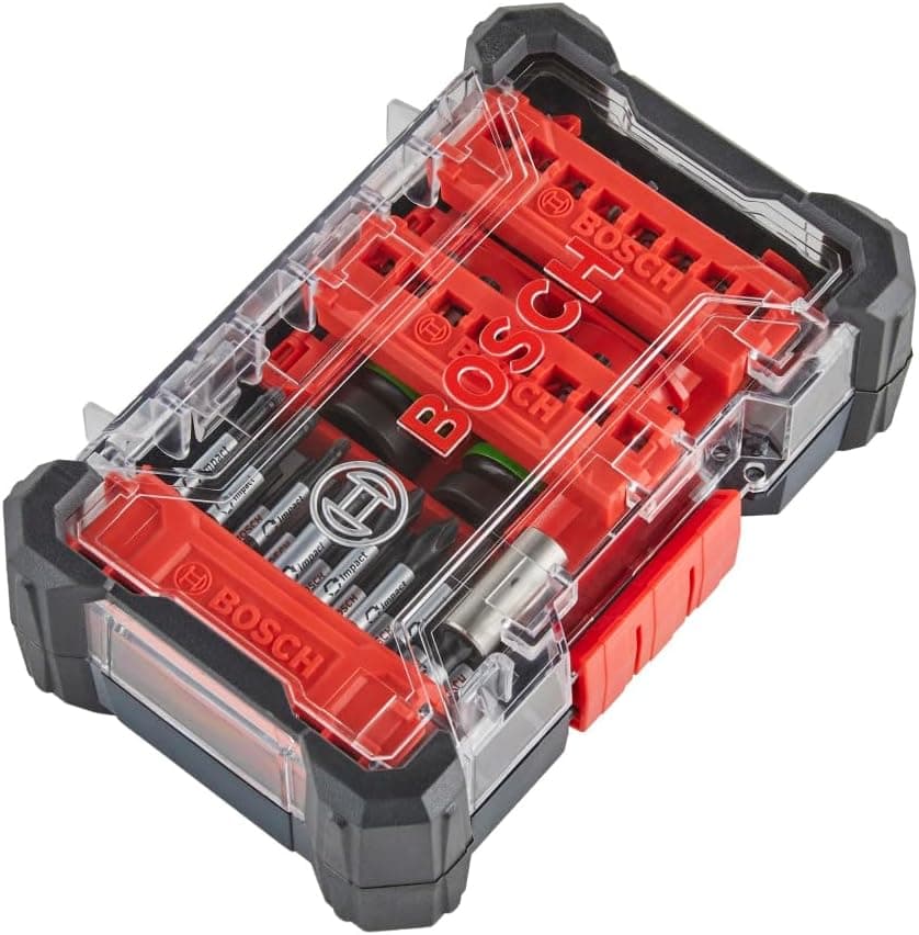 BOSCH SDSKTD34 34-Piece Impact Tough Screwdriving Bit Set with Sockets, Phillips, Torx, and Square Bits | Impact Rated with Torsion Zone for Drills and Impact Drivers | Includes Customizable Case