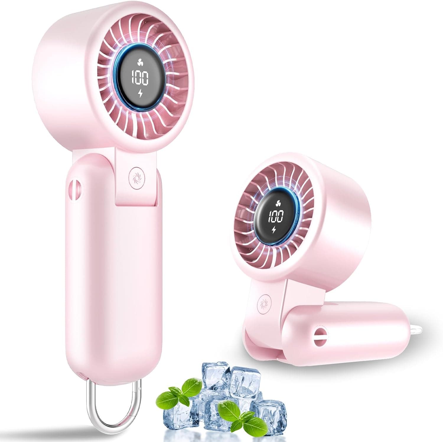 Handheld Fan Turbo - Portable Battery Powered Mini Hand Held Fan Rechargeable with Power Display, 5 Speeds, Personal Pocket Cooling Fans for Travel, Makeup, Outdoor, Women, Men - image 1