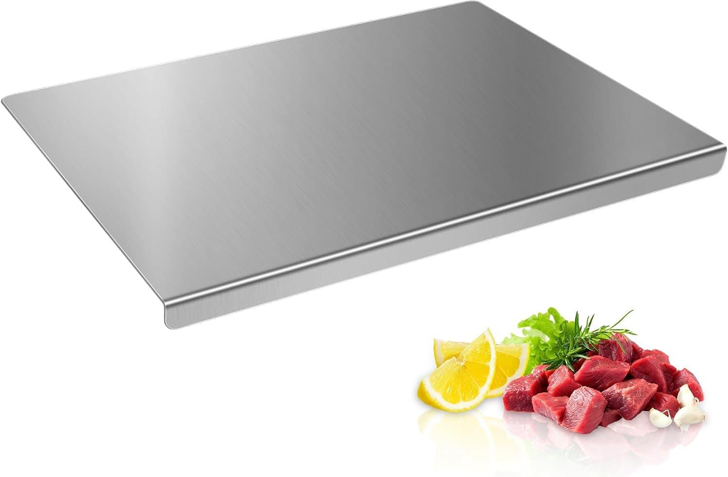 Stainless Steel Cutting Board with Lip, Metal Cutting Board 16 x 12 inch