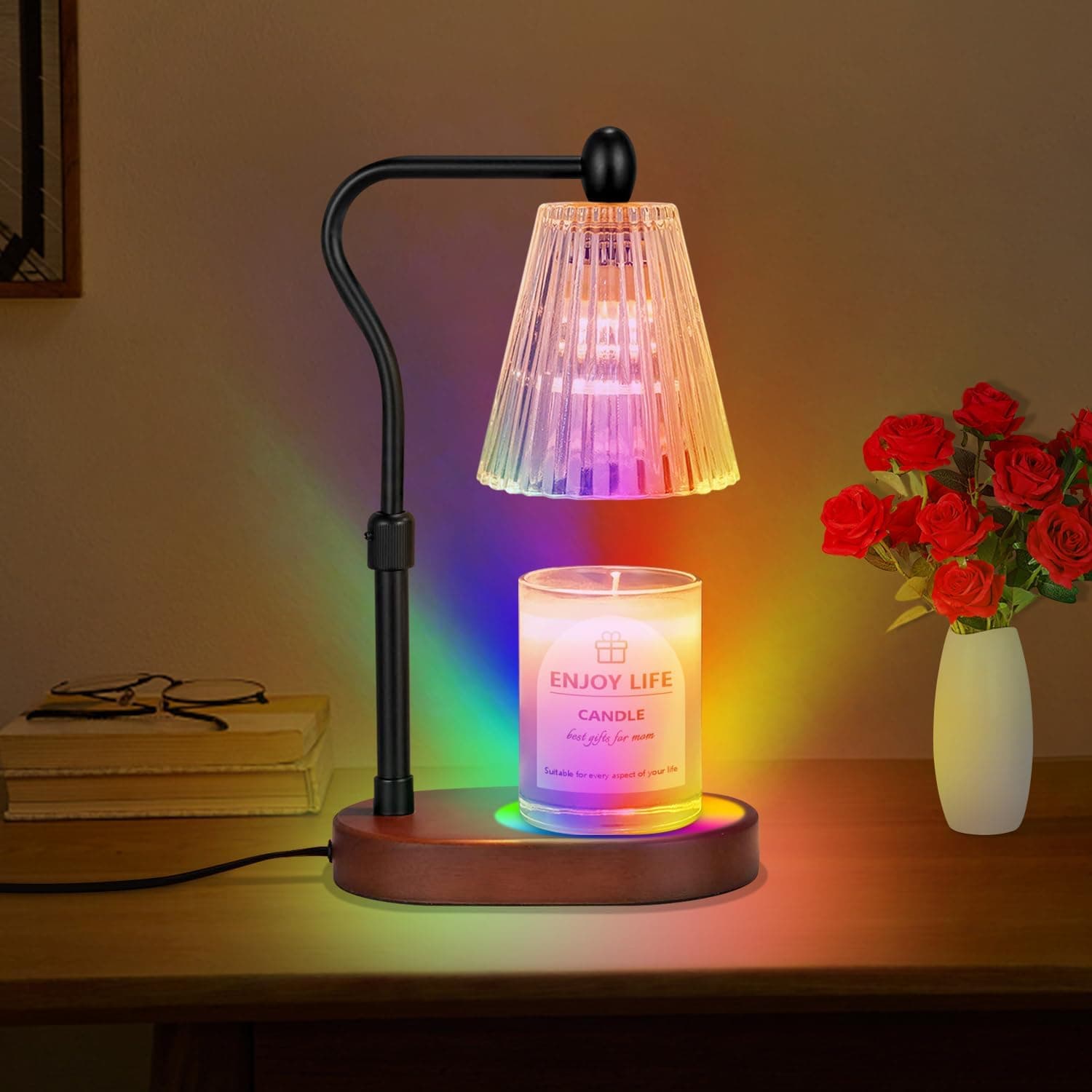 seenlast Candle Warmer Lamp with 8 Colors LED Changing,with Timer Dimmer Adjustable Height,Mothers Day Gifts,Vintage Home Decor